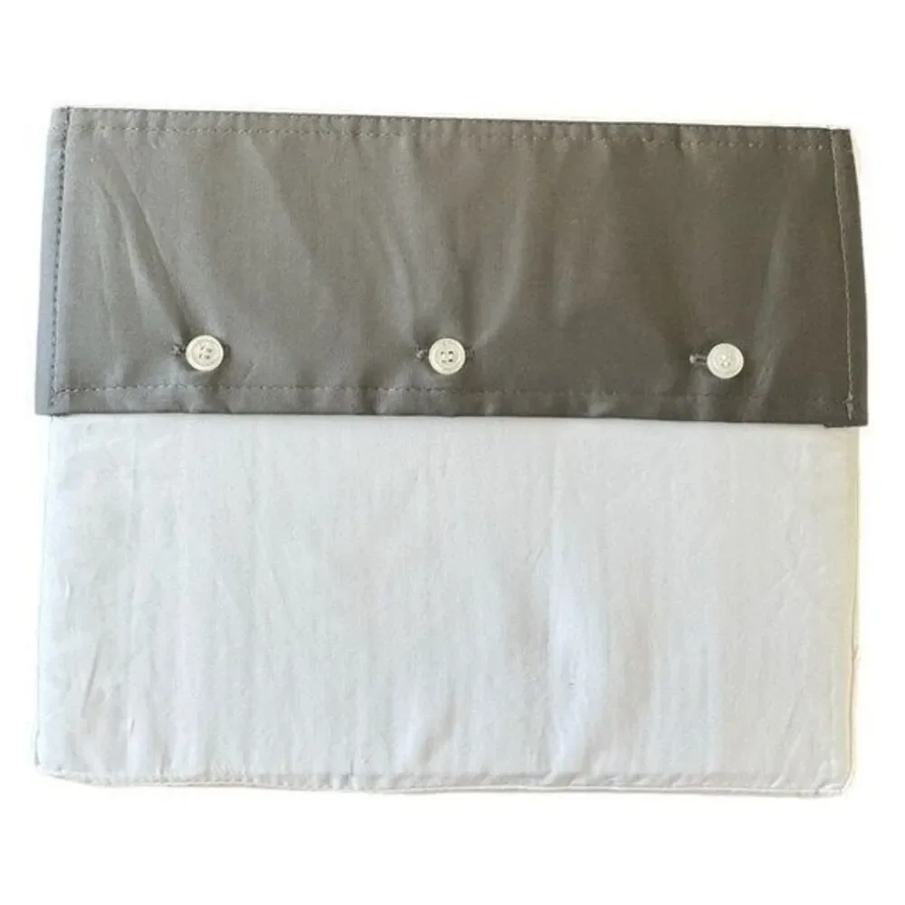 Ralph Lauren RL Organic Cotton Sateen Border King Flat Sheet Graphite/White NEW